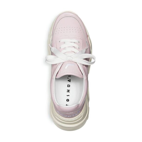 JOSHUAS Womens Pink 1-1/2" Platform Zenith Wedge Leather Athletic Sneakers 36 - Picture 3 of 4